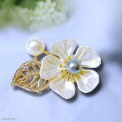 Ghim Cài Áo Hình Hoa Đính Ngọc Trai Xám Thời Trang Dành Cho Nam Nữ - 5cm - Donabico Mart