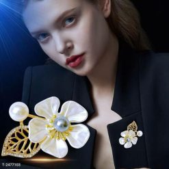 Ghim Cài Áo Hình Hoa Đính Ngọc Trai Xám Thời Trang Dành Cho Nam Nữ - 5cm - Donabico Mart