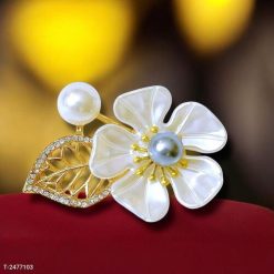 Ghim Cài Áo Hình Hoa Đính Ngọc Trai Xám Thời Trang Dành Cho Nam Nữ - 5cm - Donabico Mart