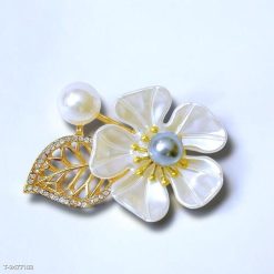 Ghim Cài Áo Hình Hoa Đính Ngọc Trai Xám Thời Trang Dành Cho Nam Nữ - 5cm - Donabico Mart