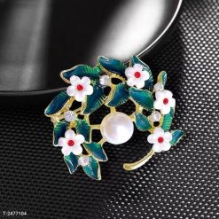 Ghim Cài Áo Hình Nguyệt Quế Tráng Men Đính Ngọc Trai Dành Cho Nữ - 5cm 10 Ghim Cài Áo Hình Nguyệt Quế Tráng Men Đính Ngọc Trai Dành Cho Nữ - 5cm - Donabico Mart