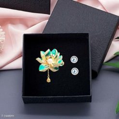 Ghim Cài Áo Tráng Men Hoa Sen Đính Đá Zircon Phối Tua Rua Thời Trang Dành Cho Nữ 7cm - Donabico Mart