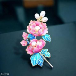 Ghim Cài Áo Tráng Men Hoa Mẫu Đơn Hồng Thời Trang Cao Cấp Dành Cho Nữ - 6cm - Donabico Mart