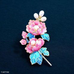 Ghim Cài Áo Tráng Men Hoa Mẫu Đơn Hồng Thời Trang Cao Cấp Dành Cho Nữ - 6cm - Donabico Mart