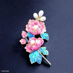 Ghim Cài Áo Tráng Men Hoa Mẫu Đơn Hồng Thời Trang Cao Cấp Dành Cho Nữ - 6cm - Donabico Mart