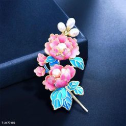 Ghim Cài Áo Tráng Men Hoa Mẫu Đơn Hồng Thời Trang Cao Cấp Dành Cho Nữ - 6cm - Donabico Mart