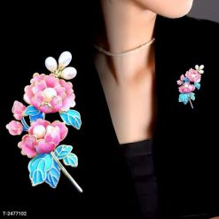 Ghim Cài Áo Tráng Men Hoa Mẫu Đơn Hồng Thời Trang Cao Cấp Dành Cho Nữ - 6cm - Donabico Mart