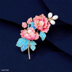 Ghim Cài Áo Tráng Men Hoa Mẫu Đơn Hồng Thời Trang Cao Cấp Dành Cho Nữ - 6cm - Donabico Mart