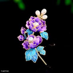 Ghim Cài Áo Tráng Men Hoa Mẫu Đơn Tím Thời Trang Cao Cấp Dành Cho Nữ - 6cm - Donabico Mart