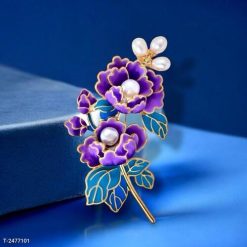 Ghim Cài Áo Tráng Men Hoa Mẫu Đơn Tím Thời Trang Cao Cấp Dành Cho Nữ - 6cm - Donabico Mart