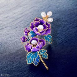 Ghim Cài Áo Tráng Men Hoa Mẫu Đơn Tím Thời Trang Cao Cấp Dành Cho Nữ - 6cm - Donabico Mart