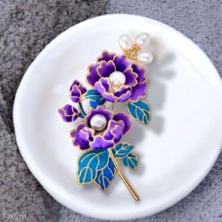 Ghim Cài Áo Tráng Men Hoa Mẫu Đơn Tím Thời Trang Cao Cấp Dành Cho Nữ - 6cm - Donabico Mart