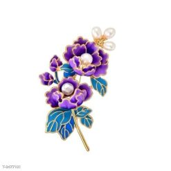 Ghim Cài Áo Tráng Men Hoa Mẫu Đơn Tím Thời Trang Cao Cấp Dành Cho Nữ - 6cm - Donabico Mart