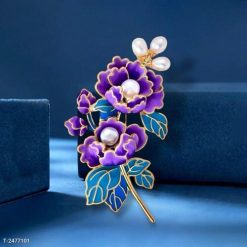 Ghim Cài Áo Tráng Men Hoa Mẫu Đơn Tím Thời Trang Cao Cấp Dành Cho Nữ - 6cm - Donabico Mart