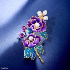 Ghim Cài Áo Tráng Men Hoa Mẫu Đơn Tím Thời Trang Cao Cấp Dành Cho Nữ - 6cm - Donabico Mart