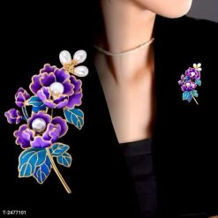 Ghim Cài Áo Tráng Men Hoa Mẫu Đơn Tím Thời Trang Cao Cấp Dành Cho Nữ - 6cm - Donabico Mart