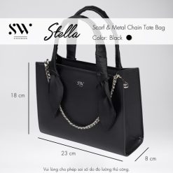 Túi Tote Mini Stella Đính Chuỗi Kim Loại (Scarf Handle And Metal Chain Tote Bag) - Donabico Mart