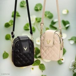 Túi Đeo Chéo Đựng Điện Thoại Sừng Trâu 2 Ngăn Có Khóa Kéo Miệng WH467 Winnie House - Donabico Mart