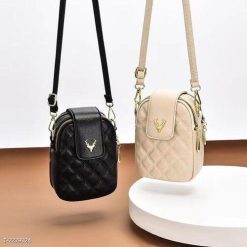 Túi Đeo Chéo Đựng Điện Thoại Sừng Trâu 2 Ngăn Có Khóa Kéo Miệng WH467 Winnie House - Donabico Mart