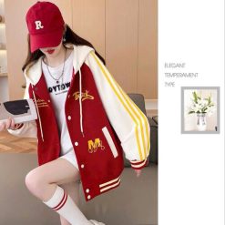 Áo Khoác Bóng Chày Unisex Nam Nữ Vải Nỉ Logo Thêu Phối Viền Tay Áo Khác Màu UT200 14 Ao Khoac Bong Chay Unisex Nam Nu UT200 002