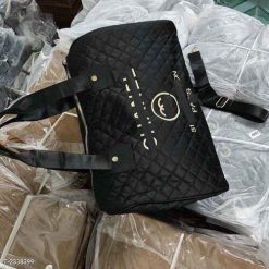 Túi Xách Du Lịch Da Pu Họa Tiết Trám Chống Nước Logo Chữ Thêu CN - Ausa House - Donabico Mart
